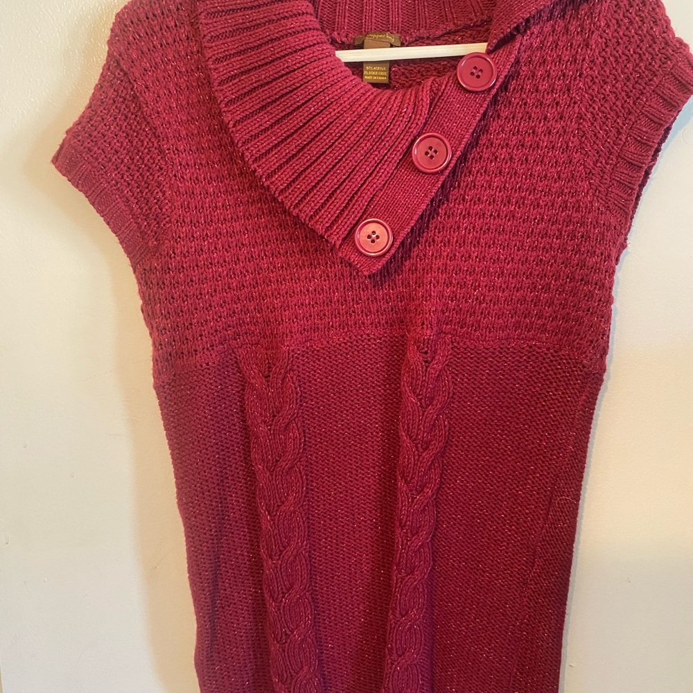 Copper Key Red Cowl Neck Sweater with Textured Knit